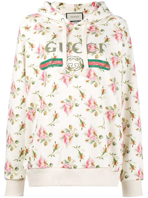 rose embroidered hoodie gucci|GUCCI Appliquéd cotton.